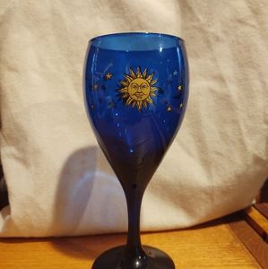Libbey Cobalt Blue Celestial Sun Moon Stars Glass